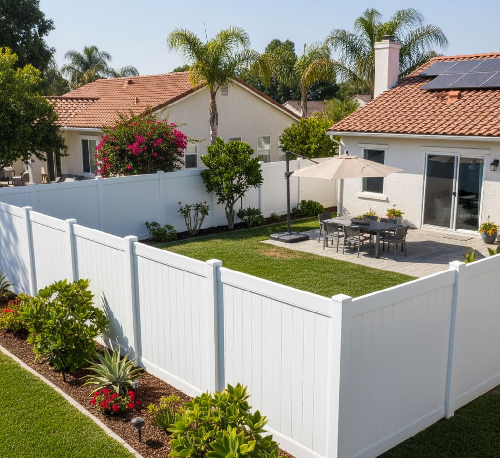 A local Anaheim fence builder carefully sets a post for a new fence installation.